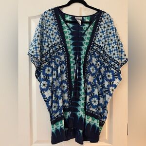 Tommy Bahama Blue Tie-Dye Kaftan Tunic Cover-Up- Size L